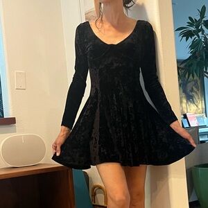 Vintage Contempo Casuals Black Velvet Dress M